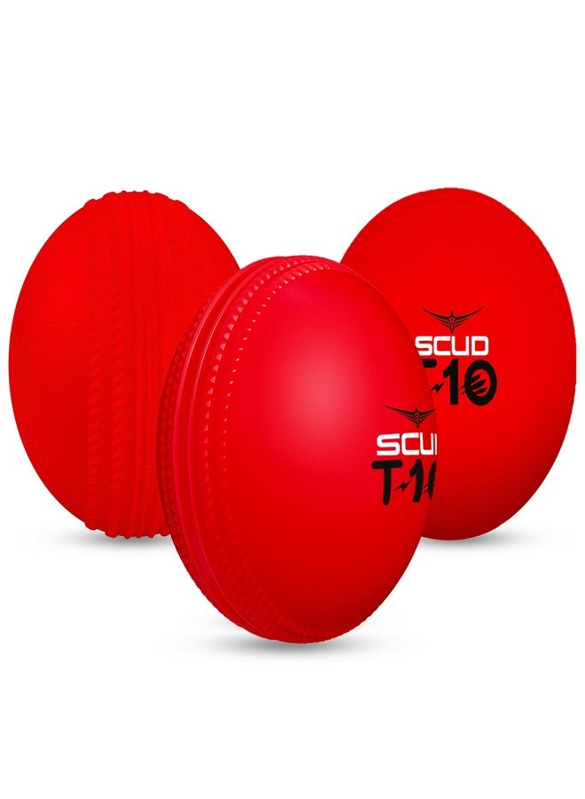 SCUD T10 PVC Wind Ball for Practice | Indoor & Outdoor Soft Training Cricket Ball for Coaching & Daily Practice | Lightweight 80-85 g Durable PVC Construction (Pack of 3pc Balls, Red) - Image 1