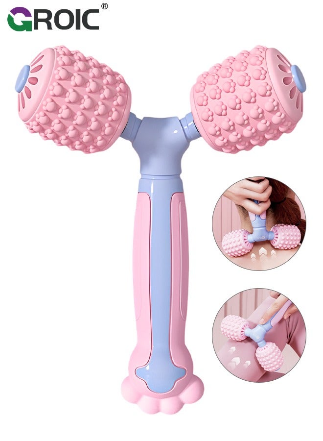 GROIC جهاز تدليك دوار للعضلات، عصا تدليك السيلوليت للجسم، أدوات تدليك يدوية لتخفيف العضلات، الرقبة، الذراع، الظهر، الساق، الجسم، أسطوانة إطلاق نقاط الزناد العميقة، عصا تدليك اليوجا - Image 1