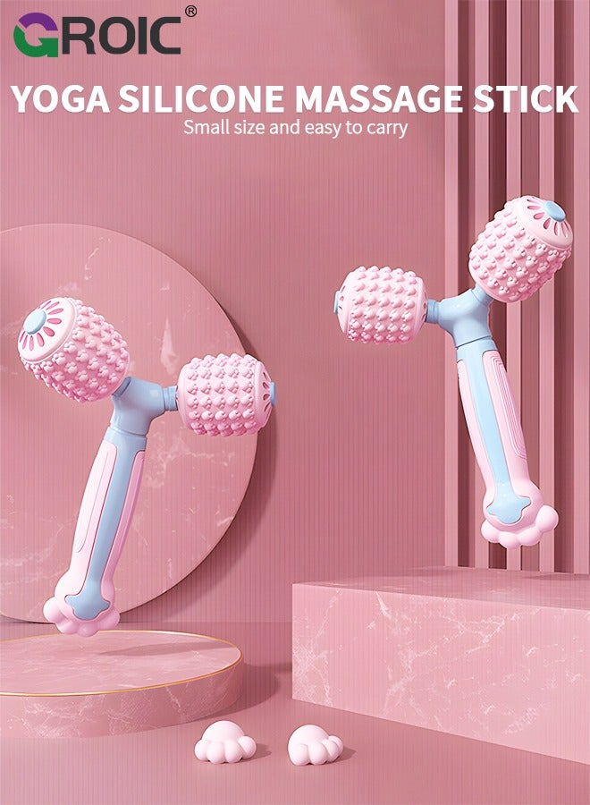 GROIC جهاز تدليك دوار للعضلات، عصا تدليك السيلوليت للجسم، أدوات تدليك يدوية لتخفيف العضلات، الرقبة، الذراع، الظهر، الساق، الجسم، أسطوانة إطلاق نقاط الزناد العميقة، عصا تدليك اليوجا - Image 2