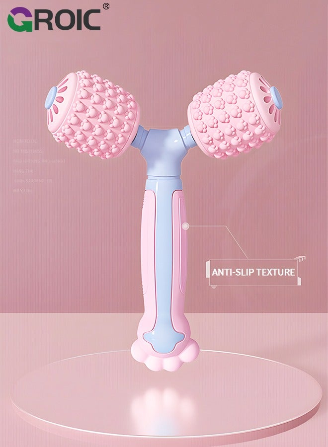 GROIC جهاز تدليك دوار للعضلات، عصا تدليك السيلوليت للجسم، أدوات تدليك يدوية لتخفيف العضلات، الرقبة، الذراع، الظهر، الساق، الجسم، أسطوانة إطلاق نقاط الزناد العميقة، عصا تدليك اليوجا - Image 5