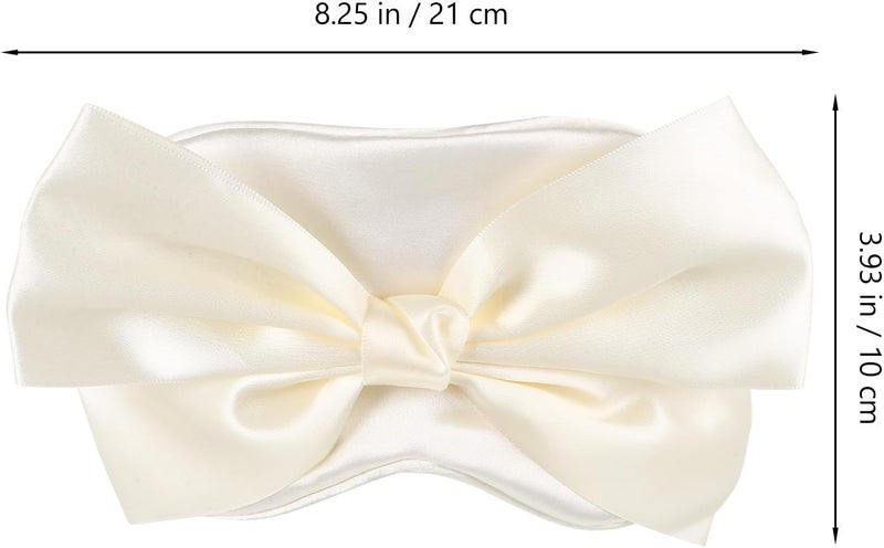 TIDTALEO Silk Sleep Eye Mask with Bowknot, Multi-Function Lightweight Sleeping Mask for Women, Household Eye Patch for Night and Travel Use, Milk White Color - Image 2