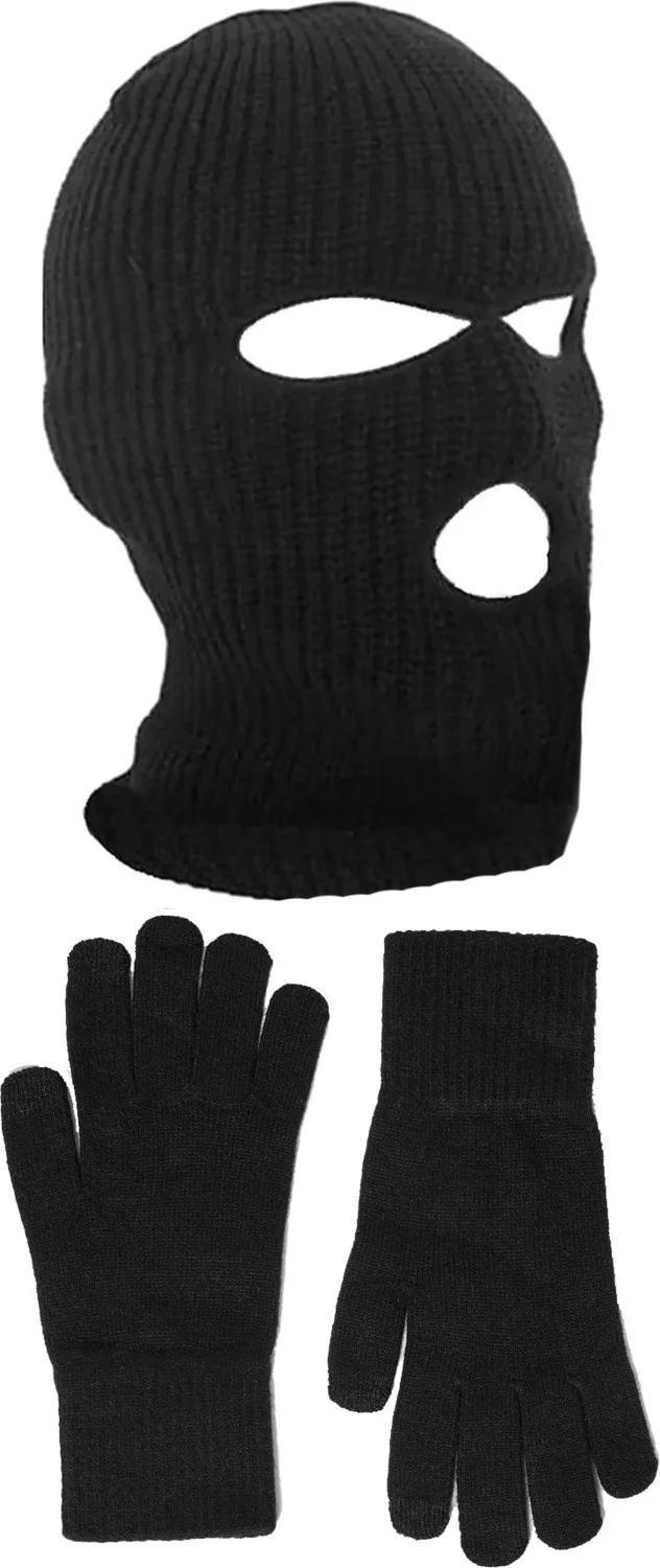 Belifanti Collection Knitted Knitwear Snow Mask Knitted Knitwear Gloves Black Set Color Black