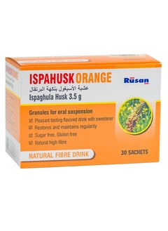 Ispahusk Hi-Fibre Orange Ispaghula Husk | 30 Constipation Relief Sachets | Indigestion Relief | Fast Relief Laxatives | Oral Suspension For Healthy Gut