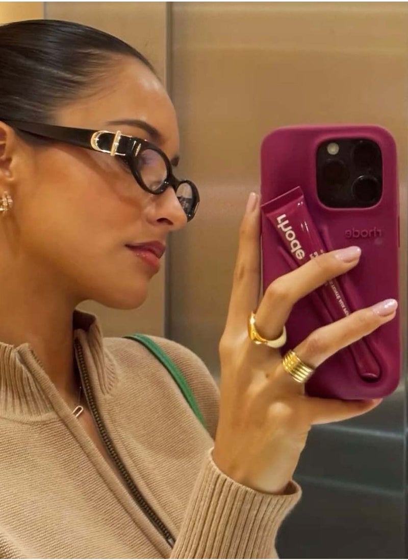 rhode - Rhode iPhone 15 Pro Phone Case with Lip Gloss ,Silicone Shockproof and Scratch-Resistant Protective Case,Phone Rhode Case with Silicone Lipstick Holder,Applicable to iPhone 15 Pro-(Raspberry Jelly) - Image 1