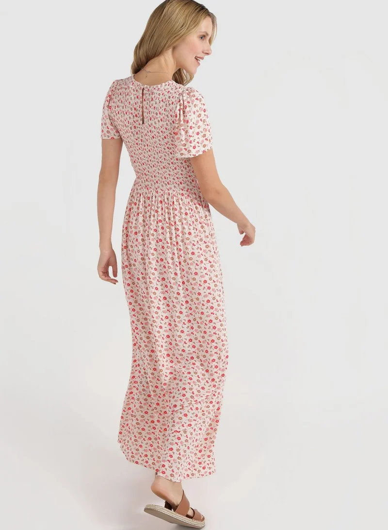 Aerie Floral Smocked Bodice Dress