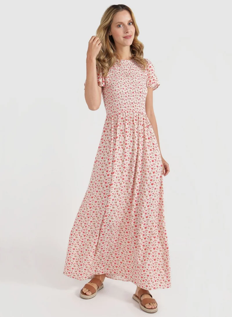 Aerie Floral Smocked Bodice Dress