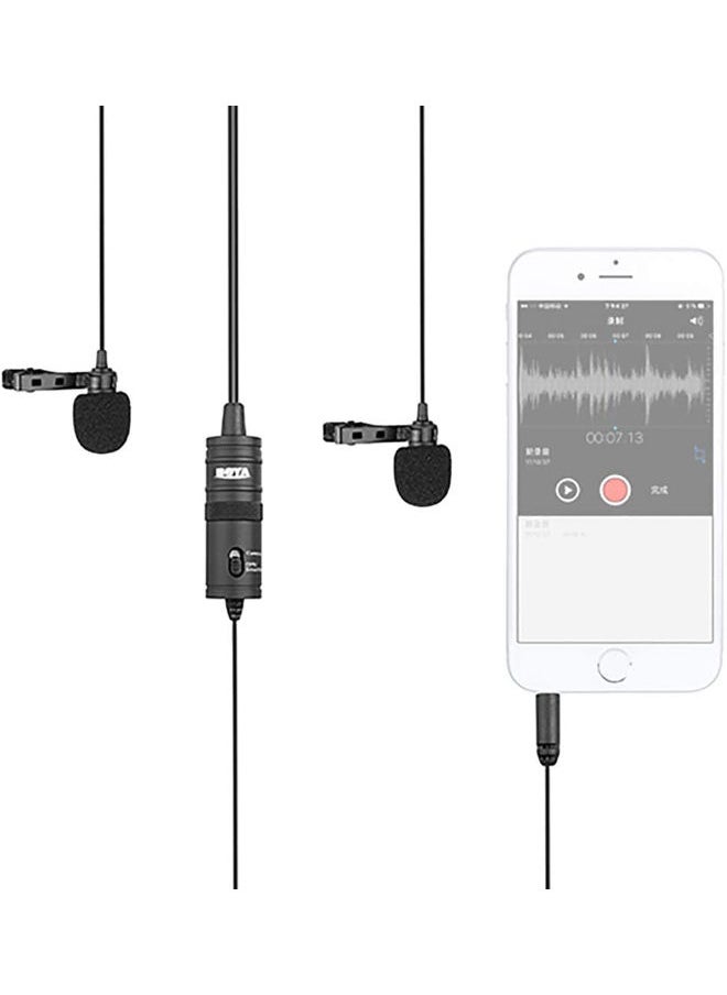 BOYA - BOYA by-M1 Universal 2-Person Dual Omnidirectional Lavalier Microphone for Cameras, Smartphones, Tablets, Computers, Recorders & More, Black, (BY-M1DM) - Image 1