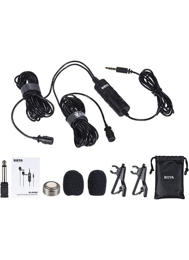 BOYA - BOYA by-M1 Universal 2-Person Dual Omnidirectional Lavalier Microphone for Cameras, Smartphones, Tablets, Computers, Recorders & More, Black, (BY-M1DM) - Image 1