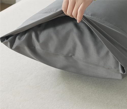 WhatsBedding Body Pillow Cover, Ultra Soft Microfiber Pillowcases, Breathable Long Pillow Case, Envelope Closure - Grey (20x54 inch) - Image 3