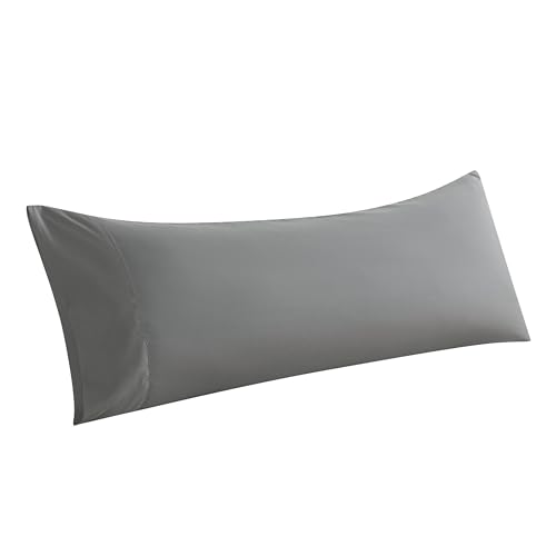 WhatsBedding Body Pillow Cover, Ultra Soft Microfiber Pillowcases, Breathable Long Pillow Case, Envelope Closure - Grey (20x54 inch) - Image 1