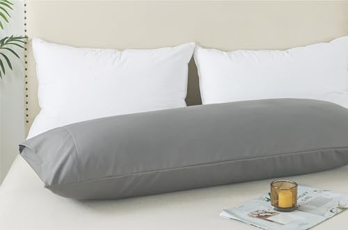 WhatsBedding Body Pillow Cover, Ultra Soft Microfiber Pillowcases, Breathable Long Pillow Case, Envelope Closure - Grey (20x54 inch) - Image 2
