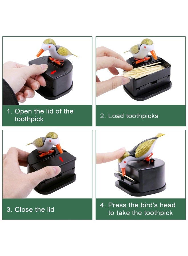 Generic Jucaifu Little Bird Toothpick Dispenser Creative Push Type Toothpick Bird Dispenser Toothpick Holder. Gold  - Image 2