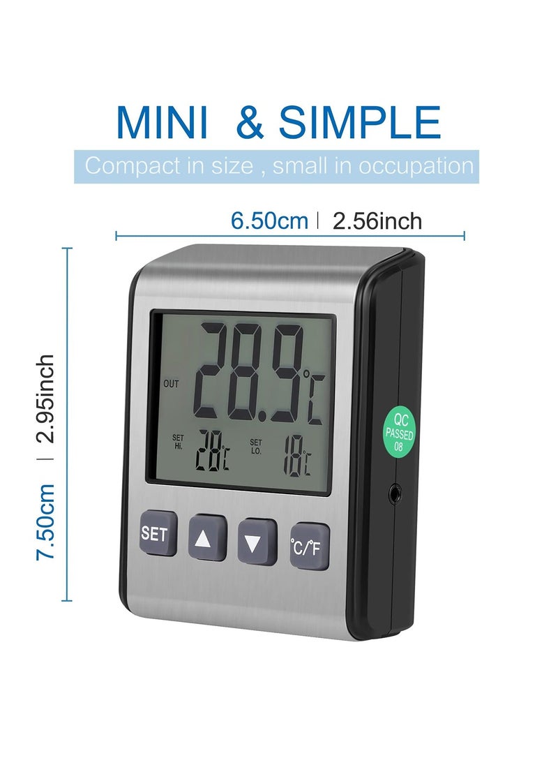 Generic - 2 PCS Digital Refrigerator Thermometer - Freezer Thermometer with Stainless Panel, High and Low Temperature Alarm, LCD Display, Sensor Magnet Probe for Fridge, Kitchen, Indoor and Outdoor Use - Image 1