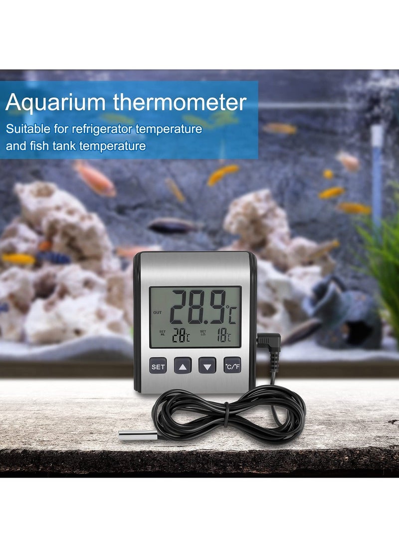 Generic - 2 PCS Digital Refrigerator Thermometer - Freezer Thermometer with Stainless Panel, High and Low Temperature Alarm, LCD Display, Sensor Magnet Probe for Fridge, Kitchen, Indoor and Outdoor Use - Image 1