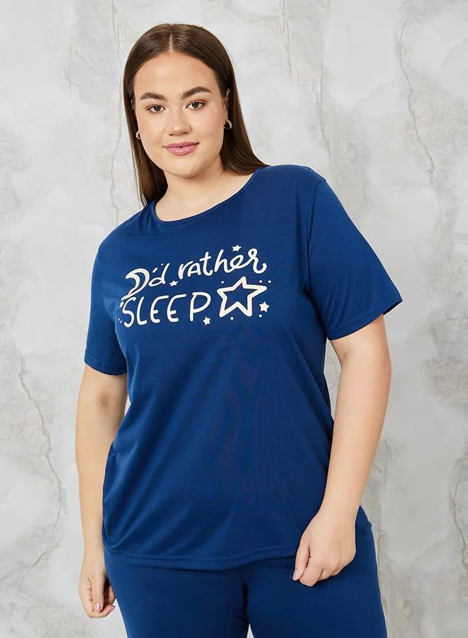 Styli I'd Rather Sleep Graphic T-Shirt & Pyjama Set