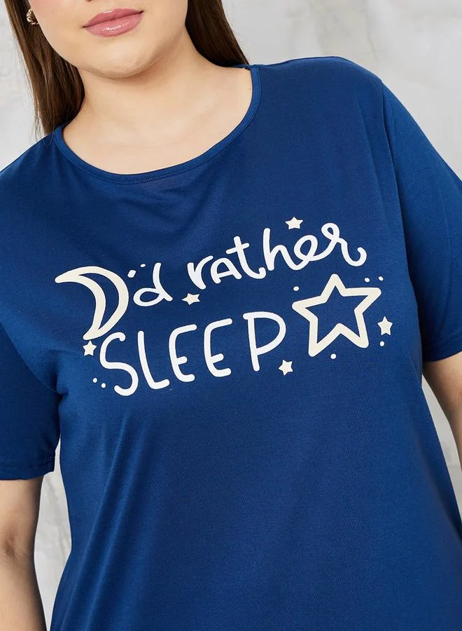 Styli I'd Rather Sleep Graphic T-Shirt & Pyjama Set