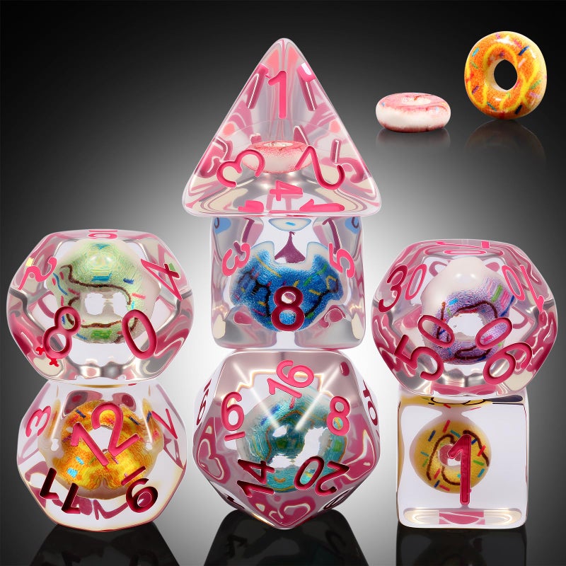 DNDND Sweet Donut DND Dice SetDNDND 7PCS DD Dice with Velvet Bag for Dungeons and Dragons Role Playing Games and Tabletop GamesDonut - Image 3