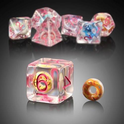 DNDND Sweet Donut DND Dice SetDNDND 7PCS DD Dice with Velvet Bag for Dungeons and Dragons Role Playing Games and Tabletop GamesDonut - Image 5