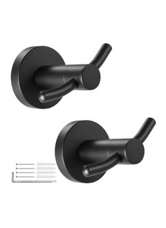 Y&D 2Pcs Stainless Steel Bilateral Hook, Matte Black Double Wall Hooks, Heavy Duty Mounted Towel Hooks for Hanging Coat, Robe, and Hanger Bathrooms, Bedroom, Kitchen, Garage (2 Pack)  - Image 1