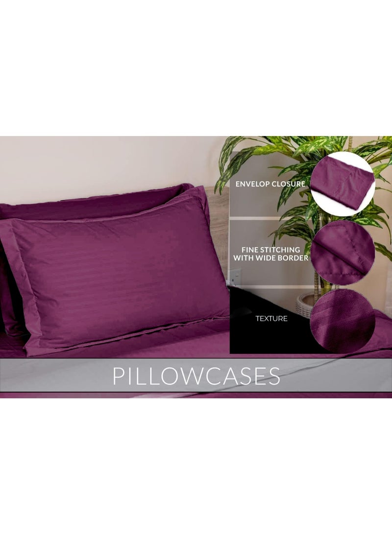 Eworld 6-Piece Premium King Size Bedding Set, Purple Striped Design-1 Full/King Size Luxury Bedsheet with Stripped Pattern with 1 Soft Duvet Cover and 4 Pillowcases – Suitable for Home and Hotels - Image 3