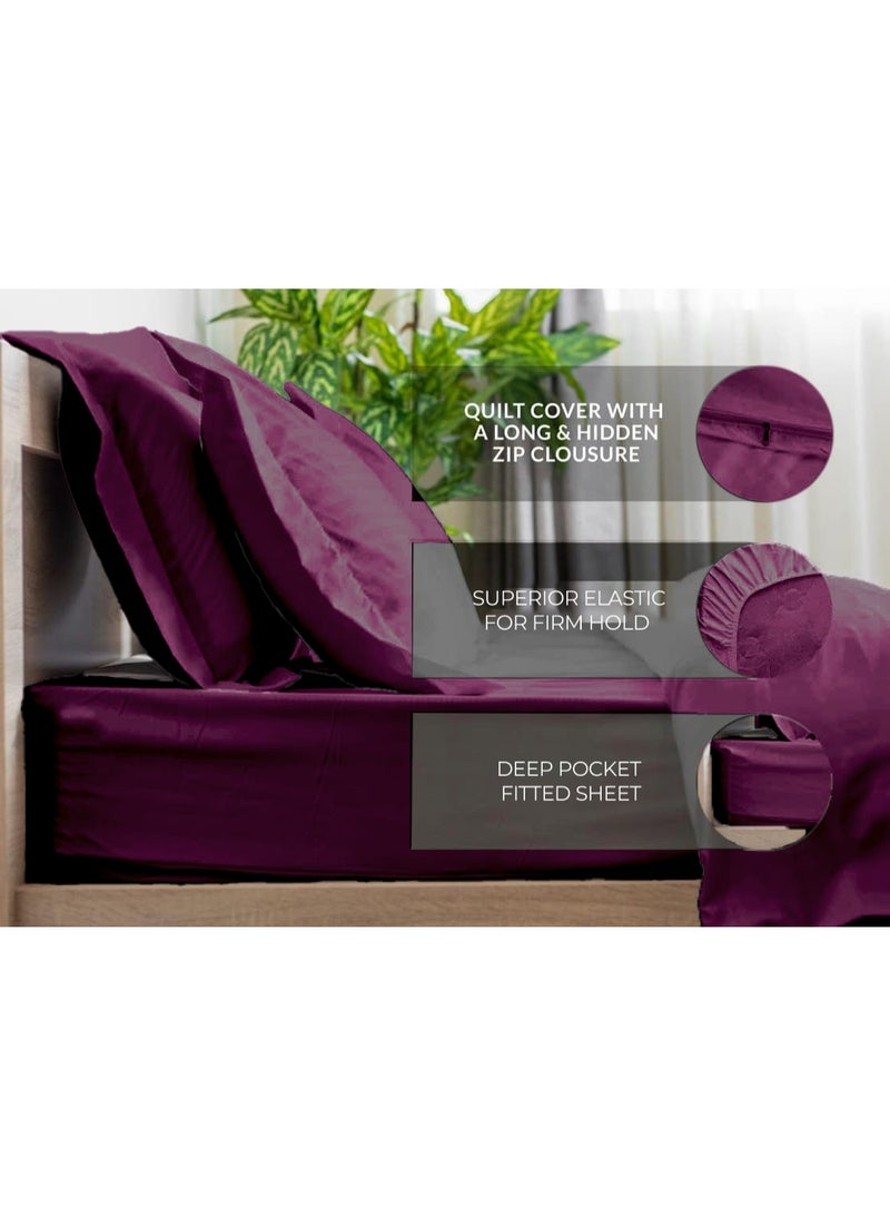 Eworld 6-Piece Premium King Size Bedding Set, Purple Striped Design-1 Full/King Size Luxury Bedsheet with Stripped Pattern with 1 Soft Duvet Cover and 4 Pillowcases – Suitable for Home and Hotels - Image 5