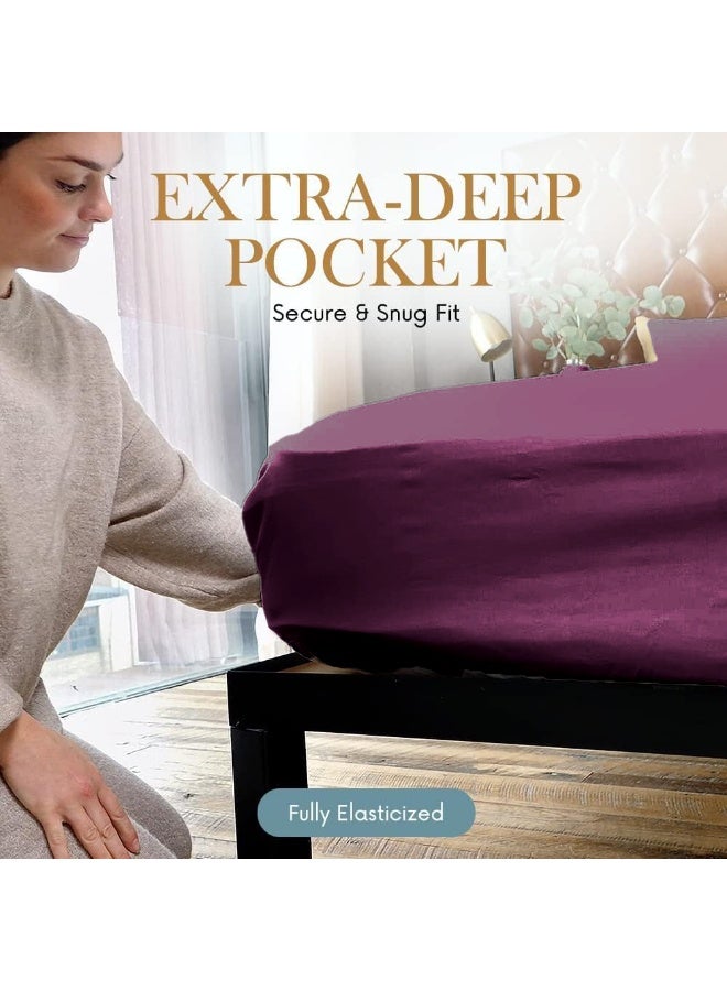 Eworld 6-Piece Premium King Size Bedding Set, Purple Striped Design-1 Full/King Size Luxury Bedsheet with Stripped Pattern with 1 Soft Duvet Cover and 4 Pillowcases – Suitable for Home and Hotels - Image 2