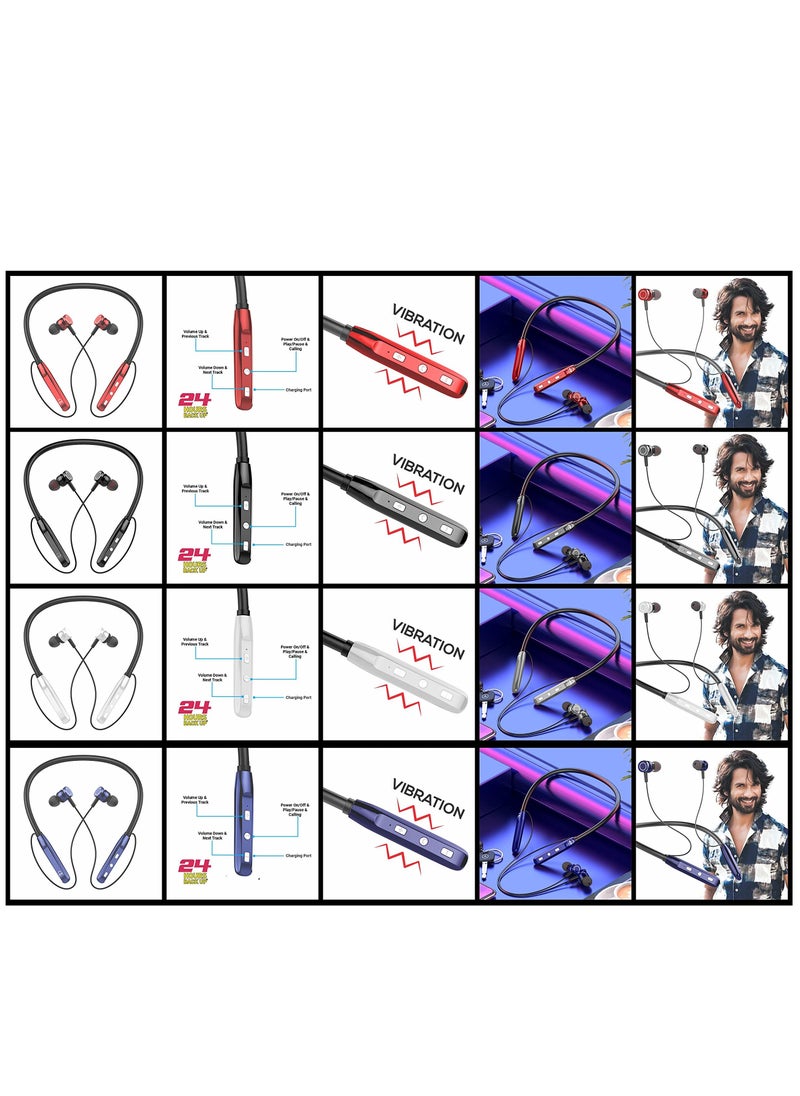 U & I Me Series Bluetooth Neckband with Call Vibration Alert Function Bluetooth Headset (Silver, in The Ear)