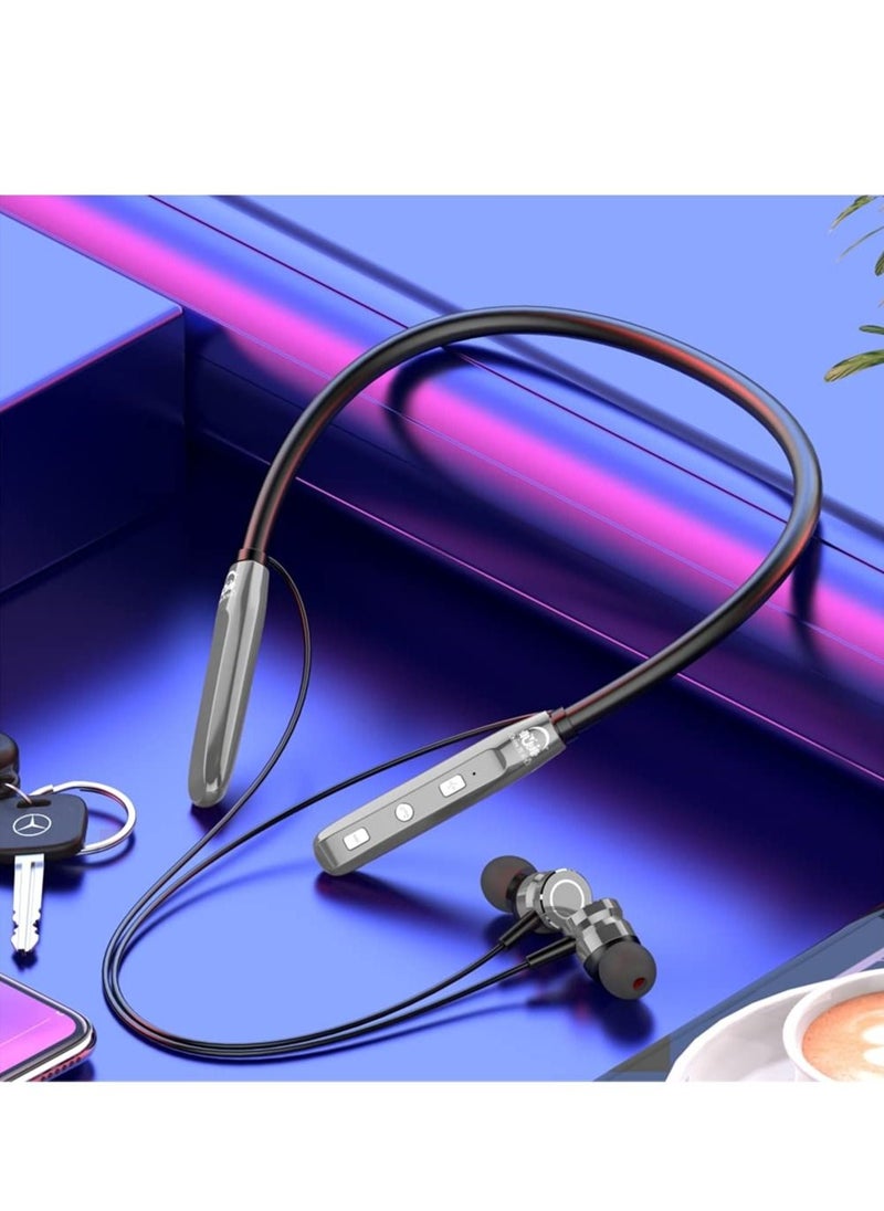 U & I Me Series Bluetooth Neckband with Call Vibration Alert Function Bluetooth Headset (Silver, in The Ear)