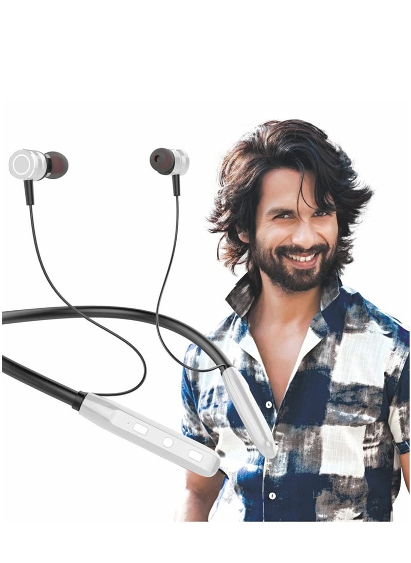U & I Me Series Bluetooth Neckband with Call Vibration Alert Function Bluetooth Headset (Silver, in The Ear)