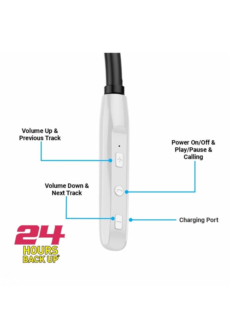 U & I Me Series Bluetooth Neckband with Call Vibration Alert Function Bluetooth Headset (Silver, in The Ear)