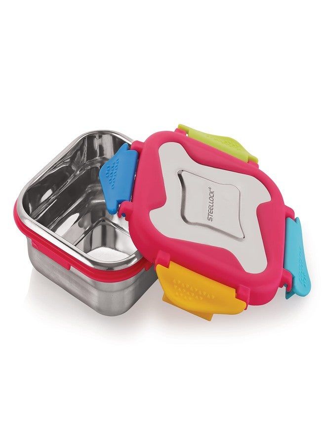STEELLOCK Smart Stainless Steel Tiffin Lunch Box for Kids and Adults | Airtight & Leakproof | Square Tiffin Box for School & Office with Steel Lid | Juliet 250 ml & 360 ml 1 pc Each - Image 2