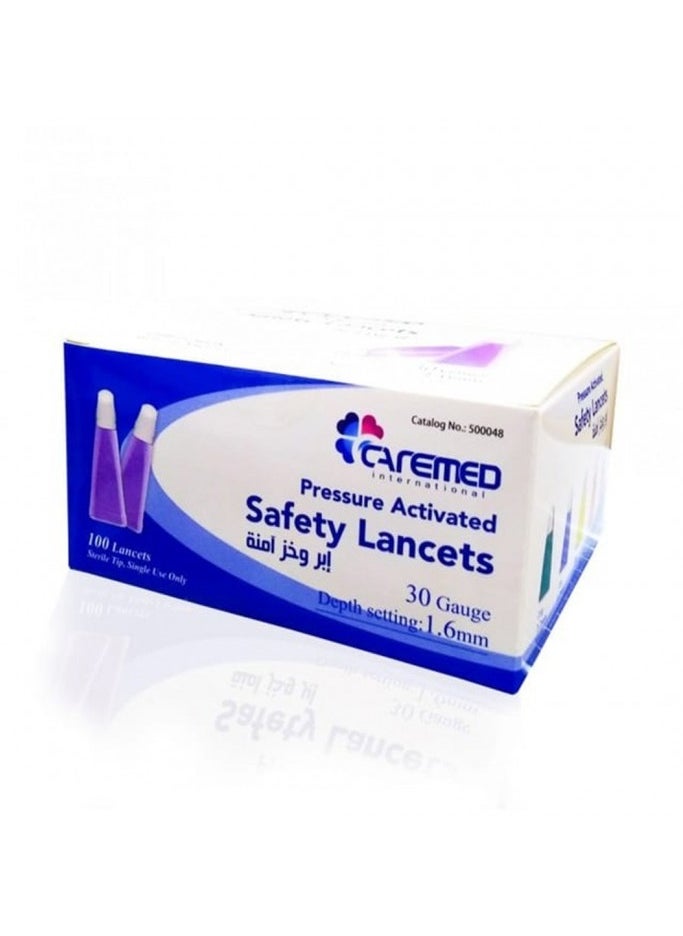 CAREMED - 100 Safety Lancets -30 G - 1.6 mm - Image 1