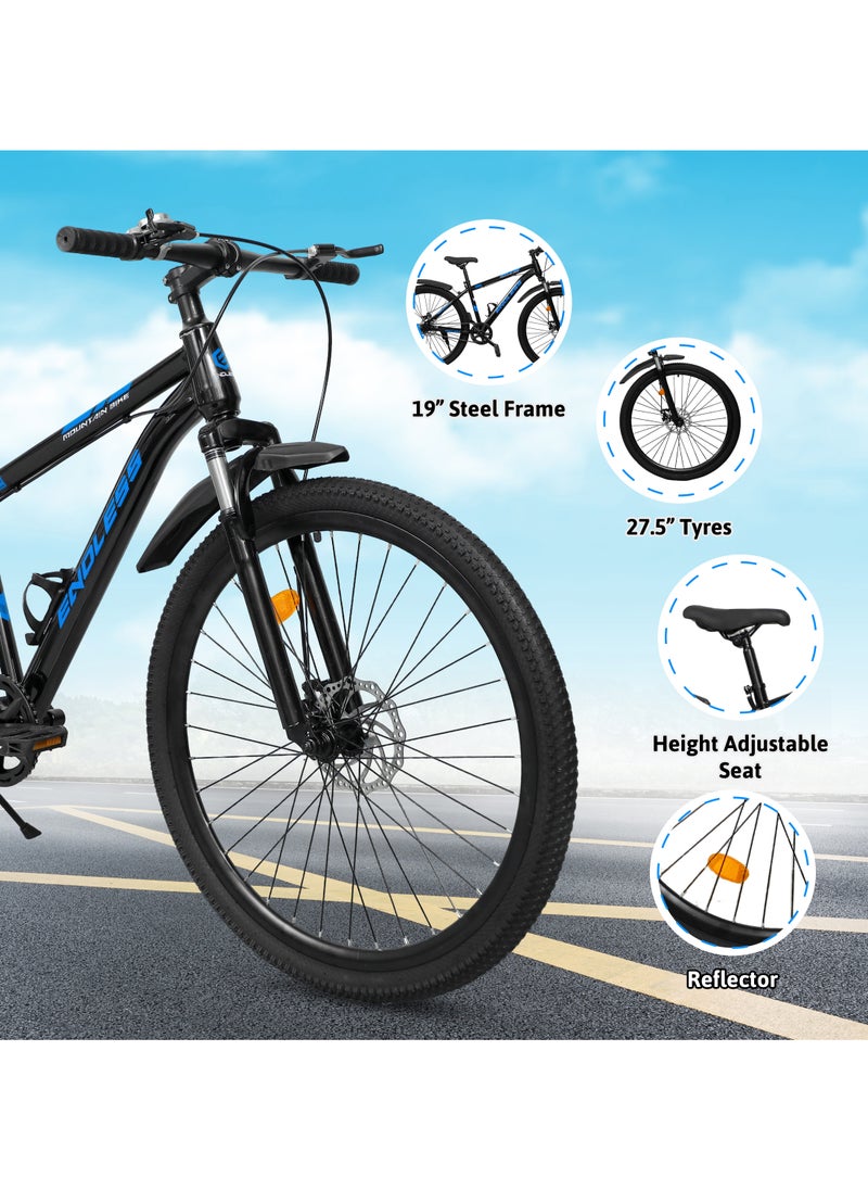 ENDLESS  Endless 27.5" Mountain Bike for Adults | High Carbon Steel 19" Frame, Disc Brakes, Suspension MTB with Front & Rear Mudguards, Adjustable Seat, 2.135" All-Terrain Tires – Perfect for Men & Women  - Image 3