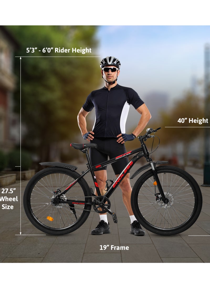 ENDLESS  Endless 27.5" Mountain Bike for Adults | High Carbon Steel 19" Frame, Disc Brakes, Suspension MTB with Front & Rear Mudguards, Adjustable Seat, 2.135" All-Terrain Tires – Perfect for Men & Women  - Image 5