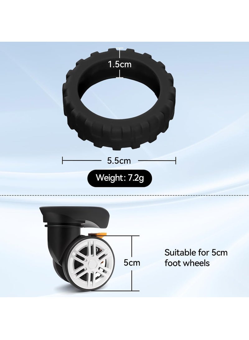 8Pcs Furniture Wheel Cover Set, Wearproof Luggage Suitcase Wheels Covers for Chair Floor mute protection luggage wheel pads (Black) - Image 2