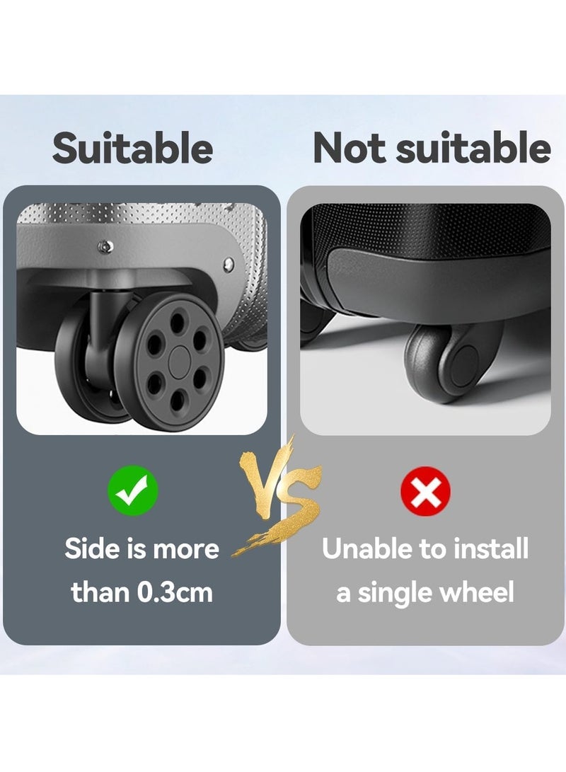 8Pcs Furniture Wheel Cover Set, Wearproof Luggage Suitcase Wheels Covers for Chair Floor mute protection luggage wheel pads (Black) - Image 4