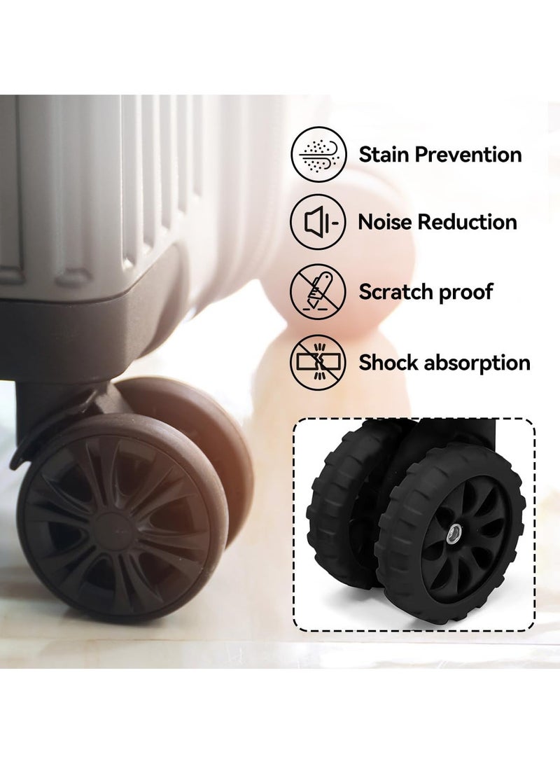 8Pcs Furniture Wheel Cover Set, Wearproof Luggage Suitcase Wheels Covers for Chair Floor mute protection luggage wheel pads (Black) - Image 3