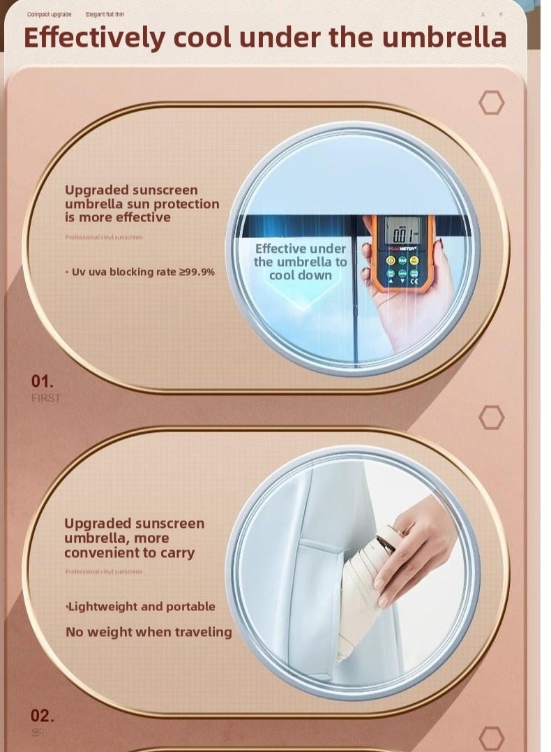 Folding Capsule Sunblock Umbrella, Beige，Gifted Umbrella Case - Image 2