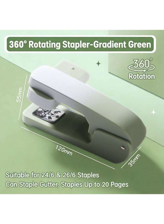 360°Rotatable Stapler 20 Sheets Capacity 60mm Paper Depth Desktop Stapler for Office School Gradient Color - Image 4
