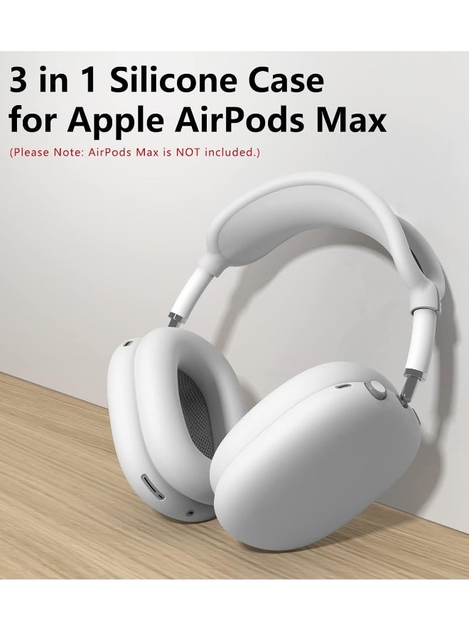 NIBEMINENT - Silicone Case Cover for AirPods Max Headphones,Anti-Scratch Ear Pad Case Cover/Ear Cups Cover/Headband Cover for AirPods Max,Accessories Soft Silicone Skin Protector for Apple AirPods Max(White) - Image 1