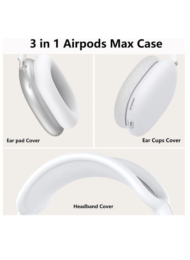 NIBEMINENT - Silicone Case Cover for AirPods Max Headphones,Anti-Scratch Ear Pad Case Cover/Ear Cups Cover/Headband Cover for AirPods Max,Accessories Soft Silicone Skin Protector for Apple AirPods Max(White) - Image 1