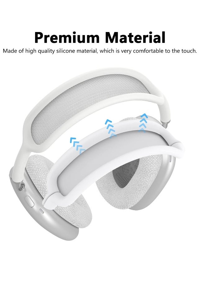 NIBEMINENT - Silicone Case Cover for AirPods Max Headphones,Anti-Scratch Ear Pad Case Cover/Ear Cups Cover/Headband Cover for AirPods Max,Accessories Soft Silicone Skin Protector for Apple AirPods Max(White) - Image 1