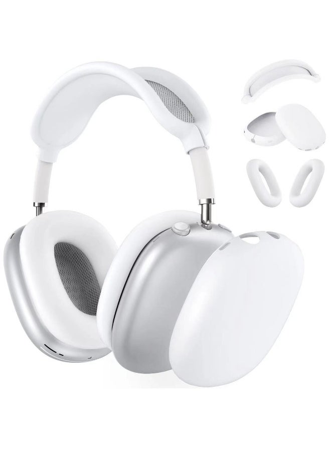 NIBEMINENT - Silicone Case Cover for AirPods Max Headphones,Anti-Scratch Ear Pad Case Cover/Ear Cups Cover/Headband Cover for AirPods Max,Accessories Soft Silicone Skin Protector for Apple AirPods Max(White) - Image 1