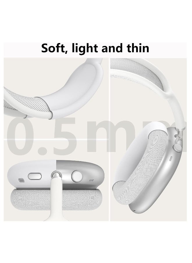 NIBEMINENT - Silicone Case Cover for AirPods Max Headphones,Anti-Scratch Ear Pad Case Cover/Ear Cups Cover/Headband Cover for AirPods Max,Accessories Soft Silicone Skin Protector for Apple AirPods Max(White) - Image 1