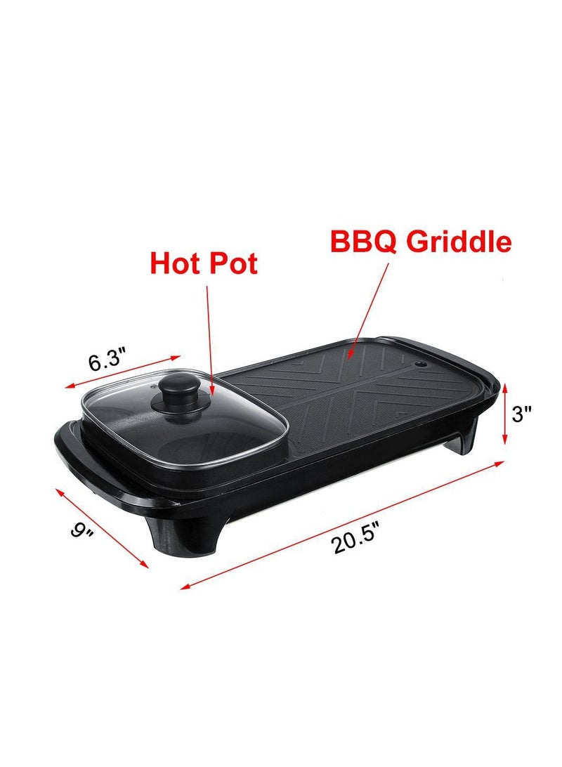 sokany Electric BBQ Grill Hot Pot, Electric BBQ Roasting Pans, Smokeless, Non Stick, Temperature Control Hotpot Grill with Oil Sprayer and Brush, Suitable for 2-6 People Gatherings, SK-2208(Black) - Image 2
