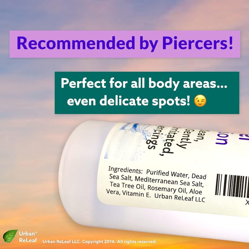 Urban ReLeaf Piercing Relief Solution - 100% Natural Sea Salt, Tea Tree & Rosemary for Healing New, Irritated & Keloid Piercings - Image 4