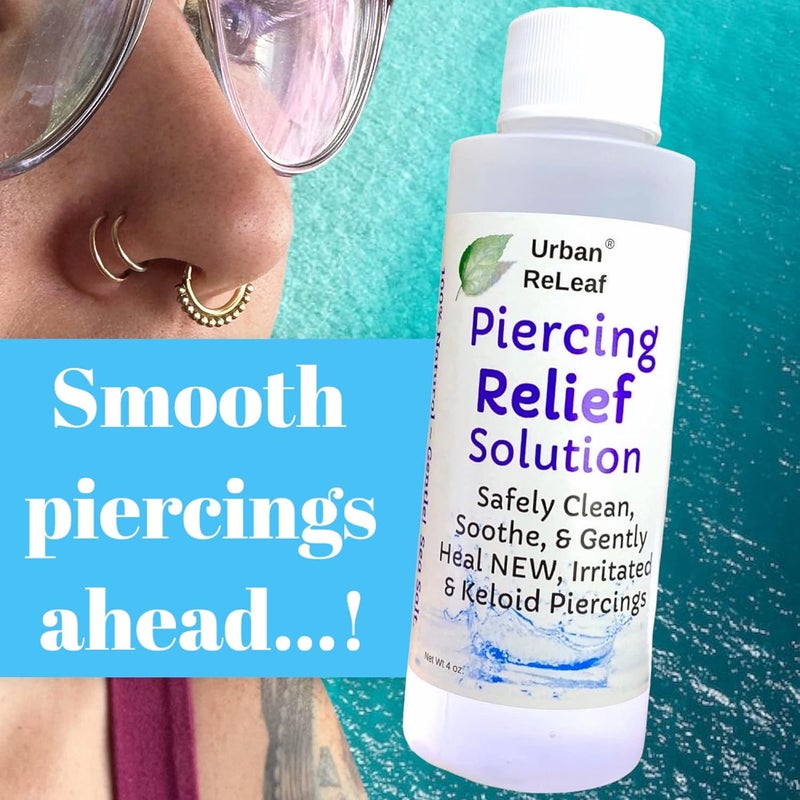 Urban ReLeaf Piercing Relief Solution - 100% Natural Sea Salt, Tea Tree & Rosemary for Healing New, Irritated & Keloid Piercings - Image 5