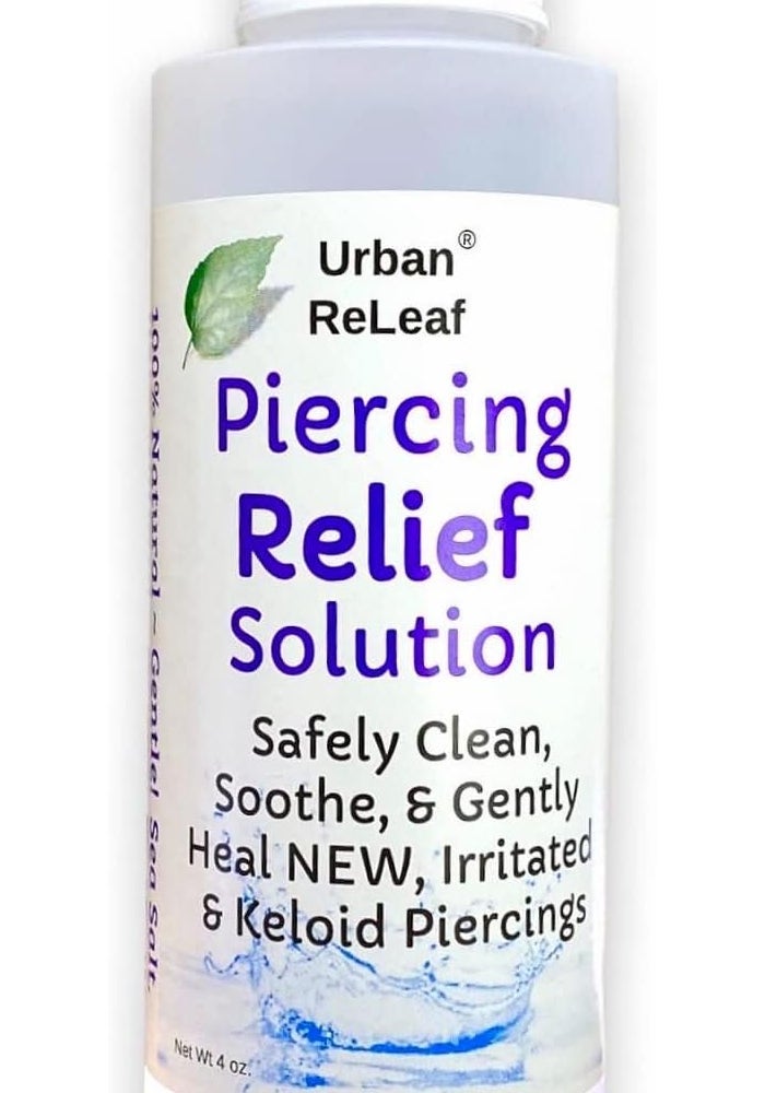 Urban ReLeaf Piercing Relief Solution - 100% Natural Sea Salt, Tea Tree & Rosemary for Healing New, Irritated & Keloid Piercings - Image 1
