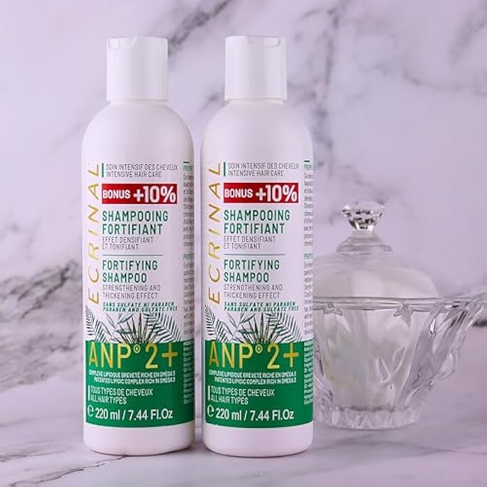 Ecrinal Sulfate-Free Fortifying Shampoo with ANP2+ for Strong, Shiny Hair – Restores Volume, Suppleness, and Resistance to Dull, Weak, and Tired Hair – Ideal for All Hair Types and Hair Loss - Image 3
