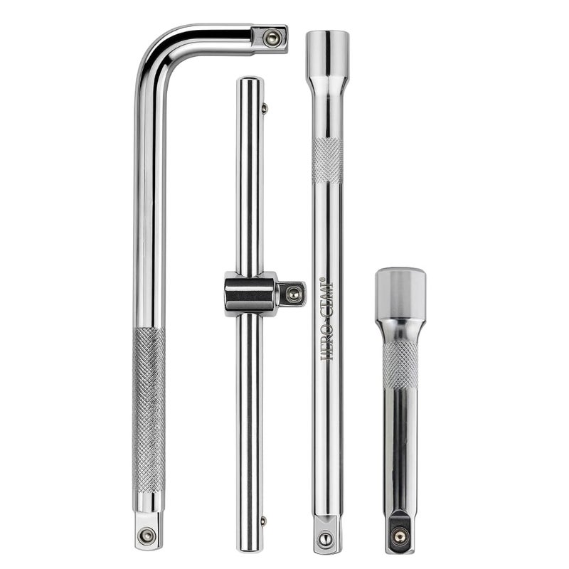 JPT مجموعة مقابض مفاتيح الربط 4 قطع بقدرة 1/2" | مقبض T، مقبض L واثنان من قضبان التمديد | فولاذ Cr-V المعالج بالحرارة | مجموعة مفاتيح عزم عالية للإصلاحات السيارات والمنزلية - Image 1